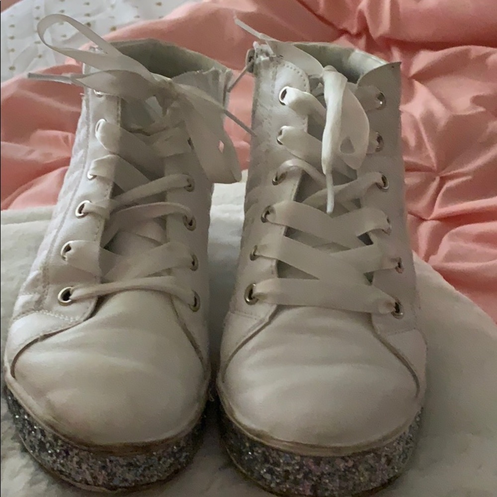 White justice high tops